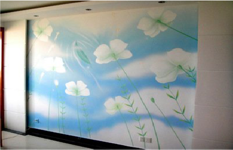 金寨画墙绘怎么画好白云的蓬松感？